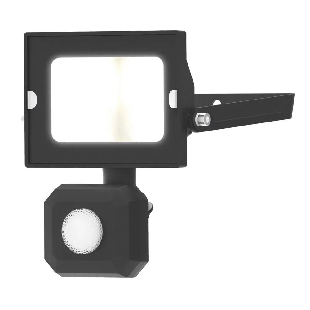 4LITE ADVANTAGE OUTDOOR LED FLOODLIGHT WITH PIR SENSOR BLACK 10W 850LM - MonkeyTools