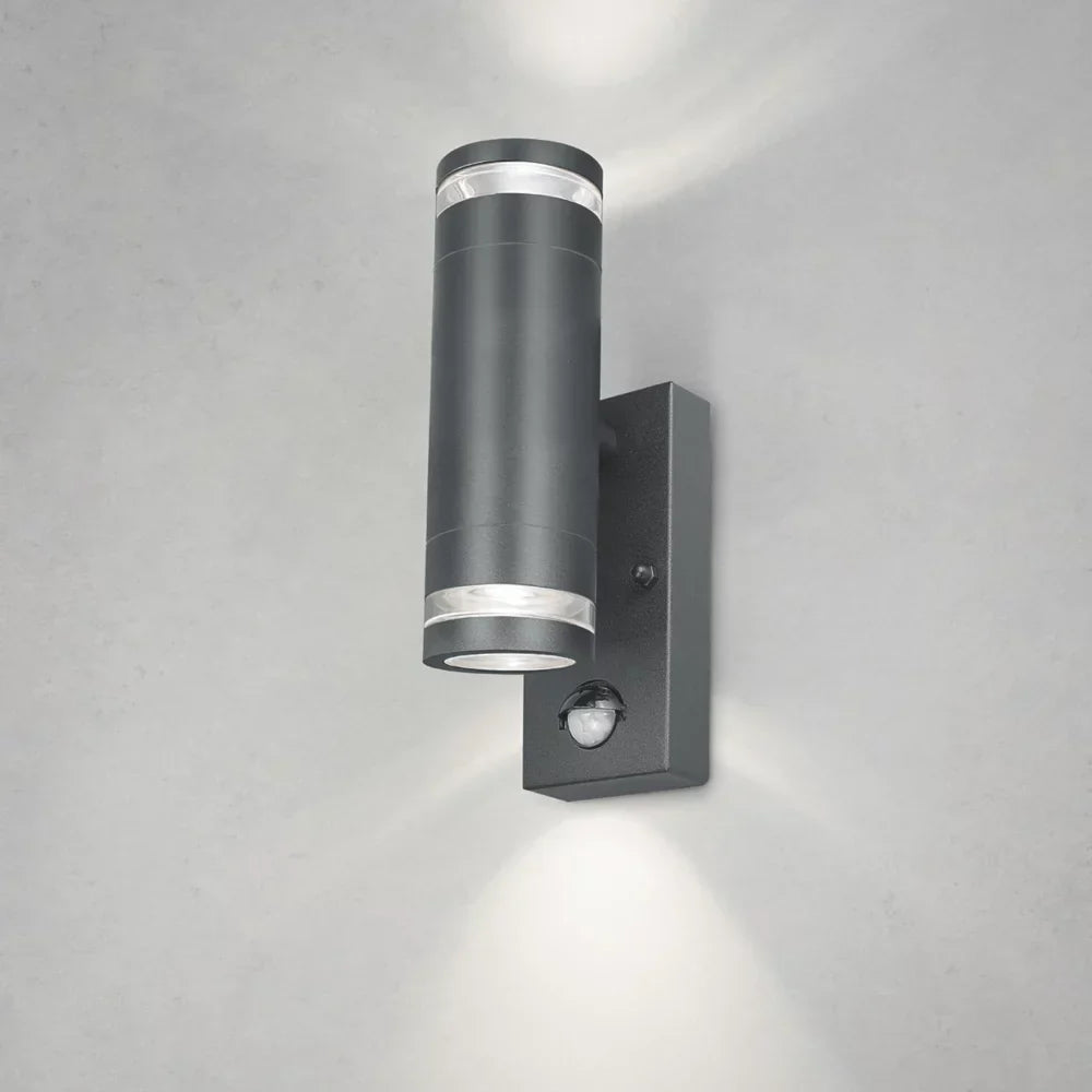 4LITE MARINUS OUTDOOR IP44 UP/DOWN WALL LIGHT WITH PIR SENSOR ANTHRACITE - MonkeyTools