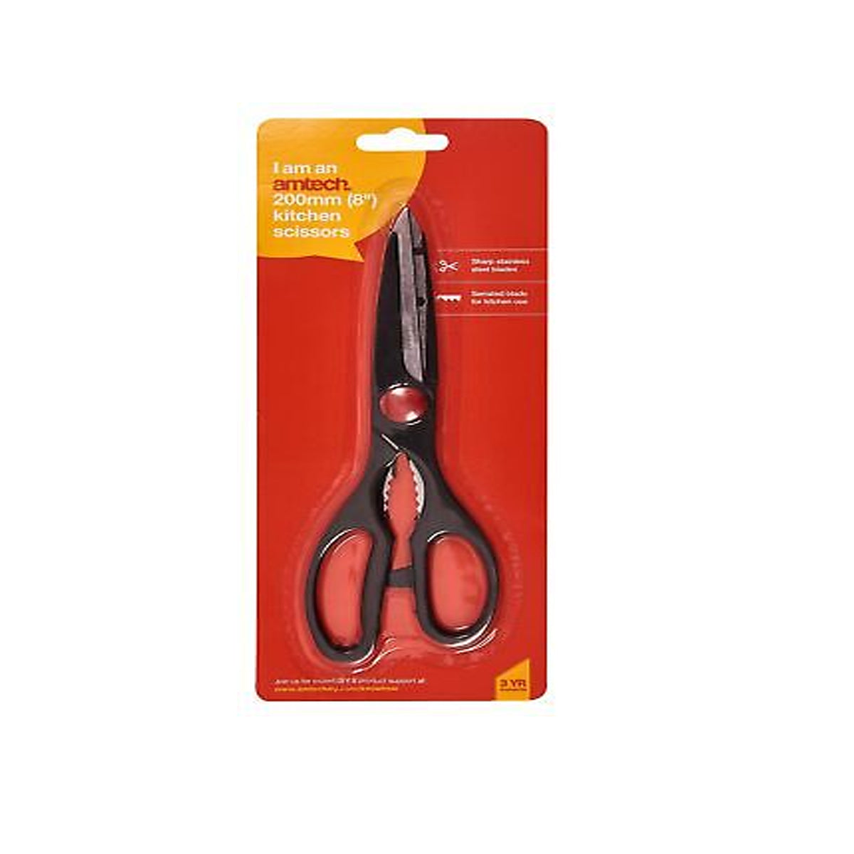 Amtech R0270 8 inch 200mm Multi-Purpose Kitchen Scissor Stainless Steel - MonkeyTools