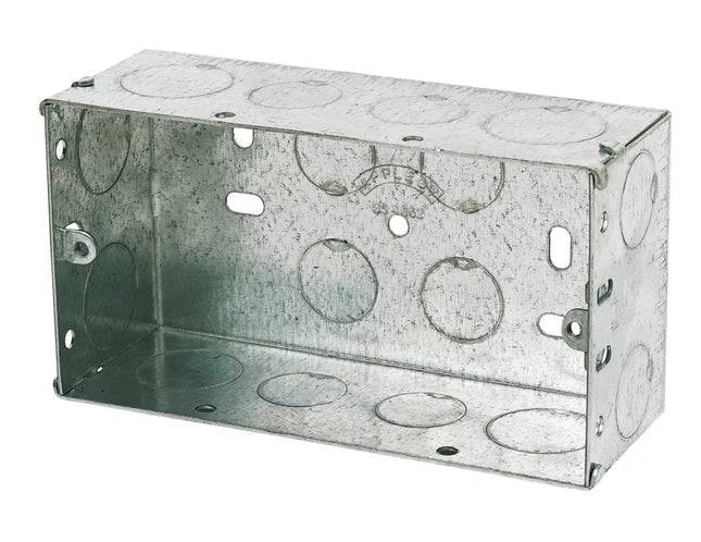 APPLEBY 2-GANG GALVANISED STEEL BACK BOX 47MM - MonkeyTools