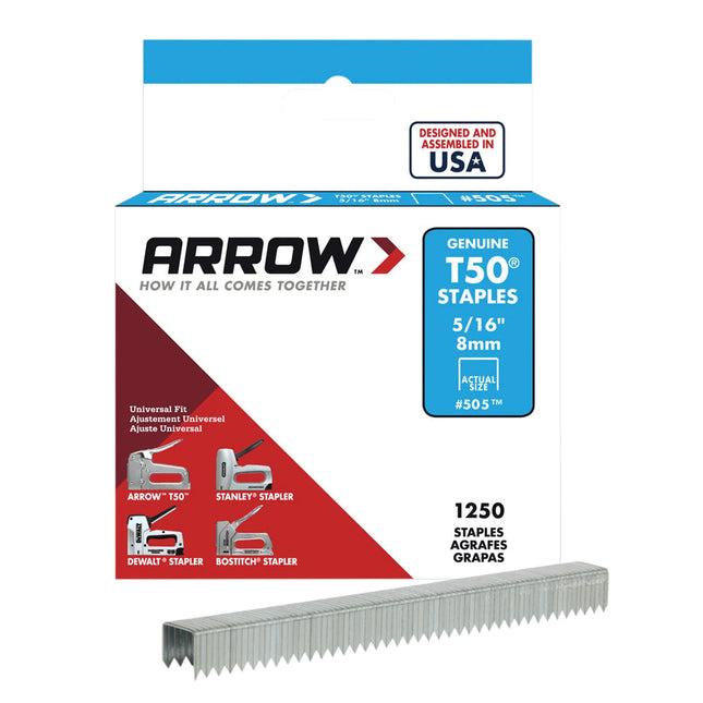 Arrow T50 Staples 8mm (5/16in) Box Of 1250 ARRT50516S - MonkeyTools