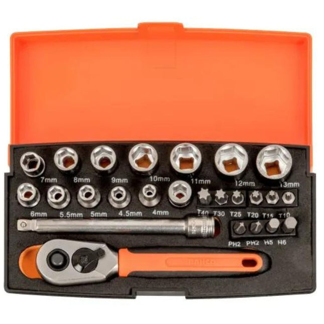 Bahco 1/4" Square Drive Socket Set 25 Piece SL25 - SPL - MonkeyTools
