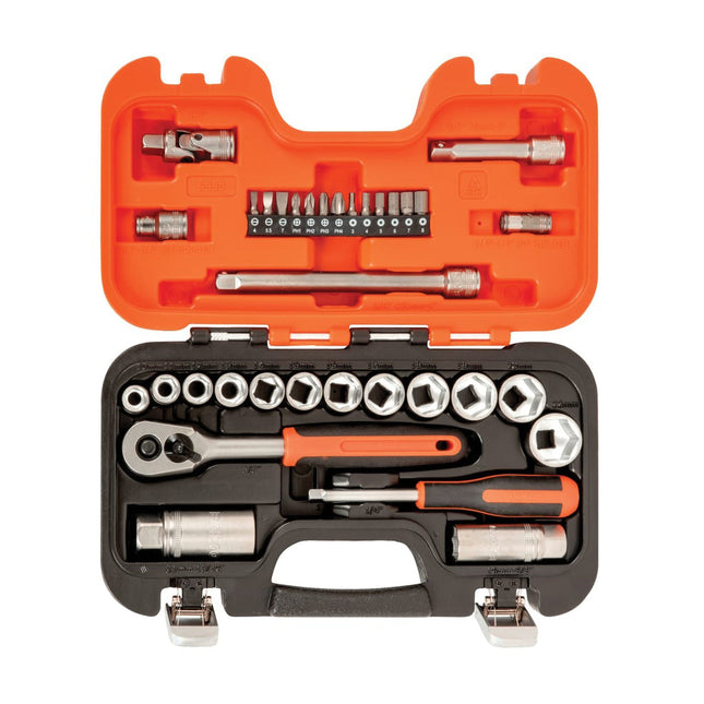 Bahco XMS2238SS 34 Piece 3/8in Drive Socket Set High Performance Alloy Steel with Dynamic Drive Oil & Temperature Resistant Case - MonkeyTools