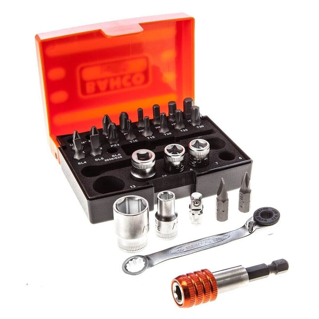 Bahco 2058/S26 26 Piece 1/4″ Drive Ratchet Mini Socket & Screwdriver Bit Set - MonkeyTools