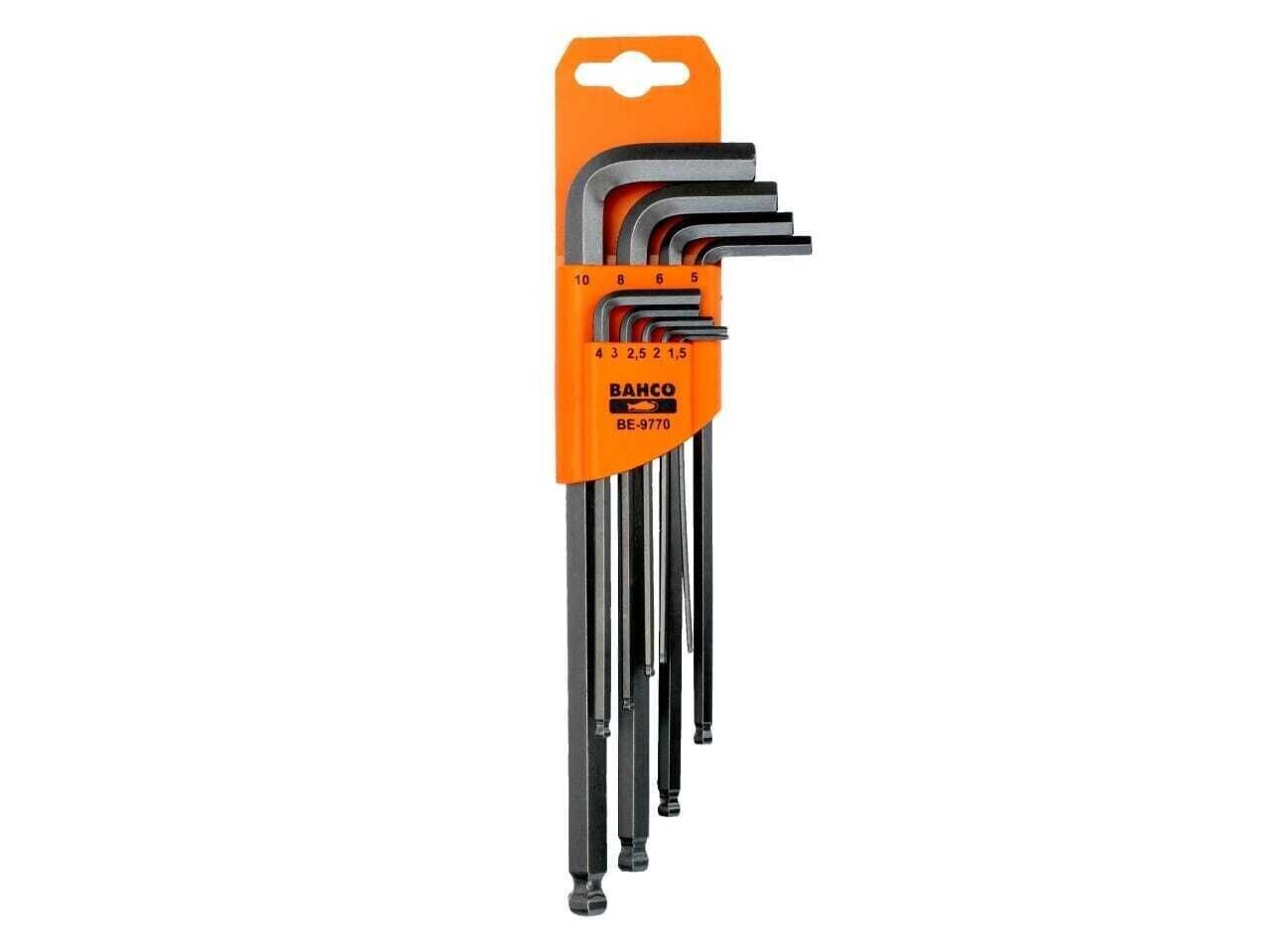 Bahco BE9770 Hex Key Set 9pc Long Ball End Hexagon Allen Allan Key 1.5 - 10mm - MonkeyTools