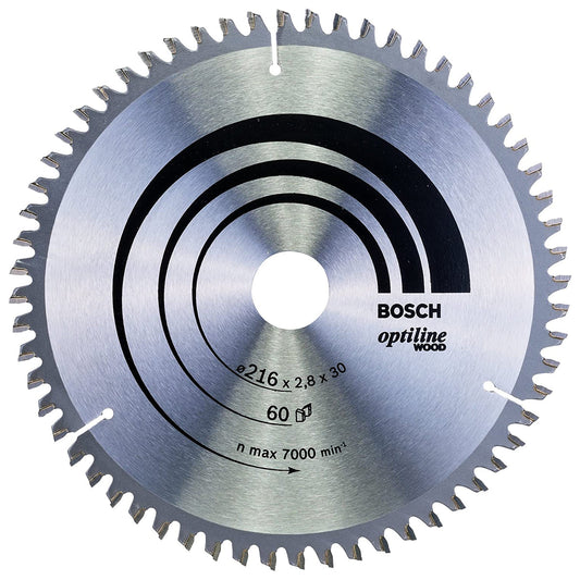 Bosch 216mm 60T Wood Circular Saw Blade Optiline 2608640642 - MonkeyTools