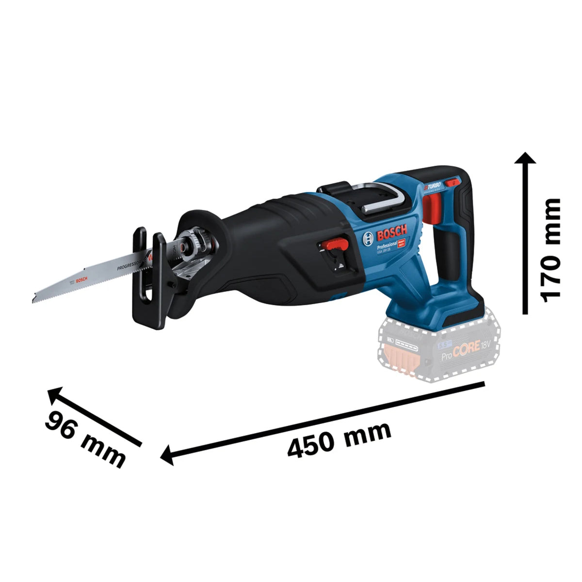 Bosch GSA 18V-28 Pro BITURBO Reciprocating Saw  2 x 5.5Ah Batteries & Charger 06016C0070 - MonkeyTools