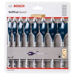 Bosch 2607577364 SelfCut Speed Flat Wood Spade Drill Bit Set 8pc 12mm - 32mm - MonkeyTools