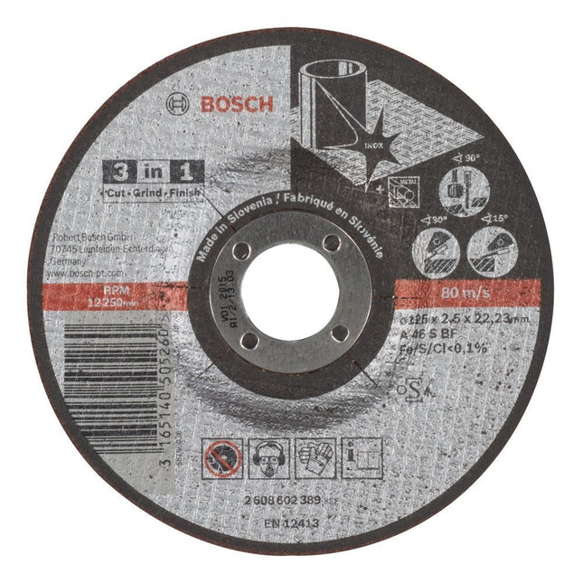 BOSCH 3-IN-1 CUT GRIND FINISH GRINDING DISC 125MM 2608602389 - MonkeyTools