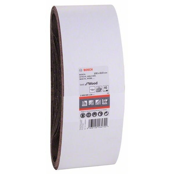 BOSCH 40 GRIT SANDING BELT SET 100 X 610MM 10 PCS 2608606134 - MonkeyTools