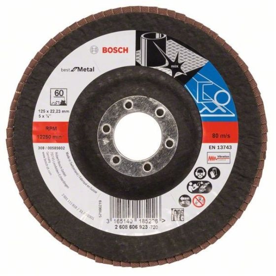 BOSCH 60 GRIT FLAP DISC X571 BEST FOR METAL GRINDING 125MM 2608606923 - MonkeyTools