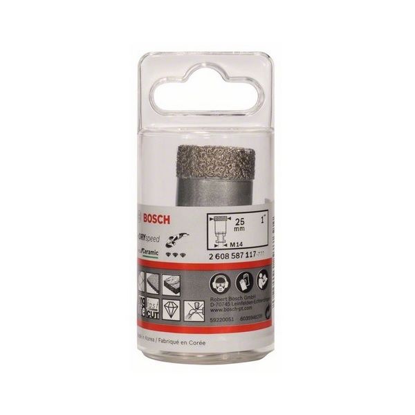 BOSCH DIAMOND HOLE CUTTER 25MM DRYSPEED M14 2608587117 - MonkeyTools