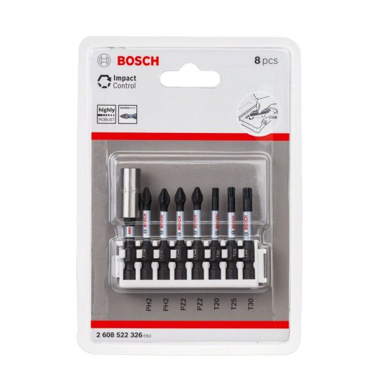 BOSCH IMPACT CONTROL X8 PC ASSORTED 50MM SCREWDRIVER BIT SET 2608522326 - MonkeyTools