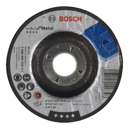 BOSCH METAL GRINDING DISC WITH DEPRESSED CENTRE 115MM 2608600218 - MonkeyTools