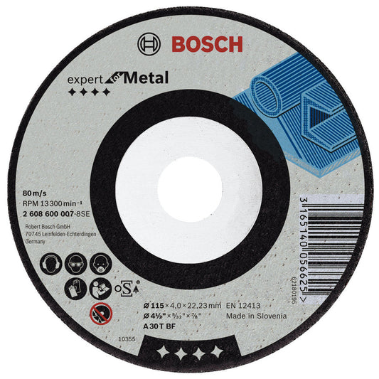 BOSCH METAL GRINDING DISC WITH DEPRESSED CENTRE 115MM 2608600218 - MonkeyTools