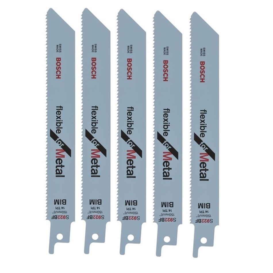 BOSCH S922BF BIM 150MM RECIPROCATING SAW BLADES FLEXIBLE FOR METAL X5 2608656014 - MonkeyTools