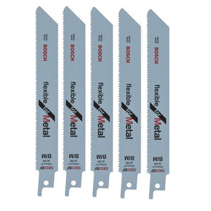 BOSCH S922BF BIM 150MM RECIPROCATING SAW BLADES FLEXIBLE FOR METAL X5 2608656014 - MonkeyTools