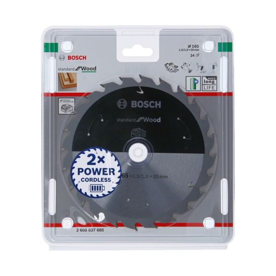BOSCH STANDARD FOR WOOD CIRCULAR SAW BLADE FOR CORDLESS SAWS 165X1.5/1X20 T24 - MonkeyTools