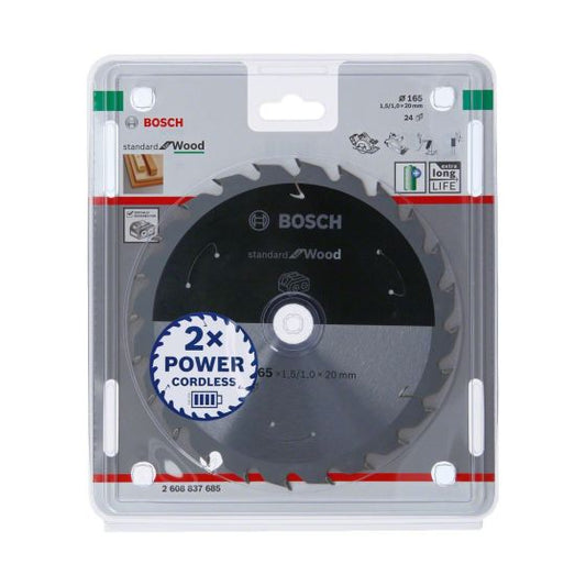 BOSCH STANDARD FOR WOOD CIRCULAR SAW BLADE FOR CORDLESS SAWS 165X1.5/1X20 T24 - MonkeyTools