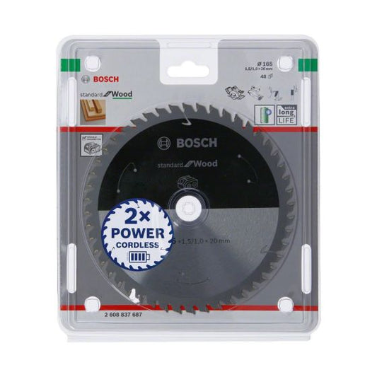 BOSCH STANDARD FOR WOOD CIRCULAR SAW BLADE FOR CORDLESS SAWS 165X1.5/1X20 T48 - MonkeyTools
