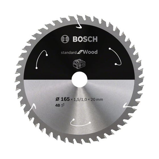 BOSCH STANDARD FOR WOOD CIRCULAR SAW BLADE FOR CORDLESS SAWS 165X1.5/1X20 T48 - MonkeyTools