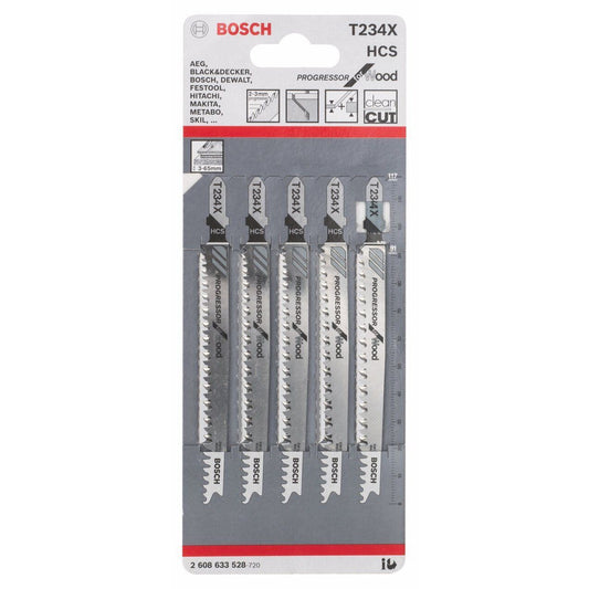 BOSCH T234X PROGRESSOR JIGSAW BLADES FOR WOOD PACK OF 5 2608633528 - MonkeyTools