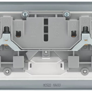 BRITISH GENERAL 13A 2-GANG DP SWITCHED METAL CLAD POWER SOCKET WITH WHITE INSERTS - MonkeyTools