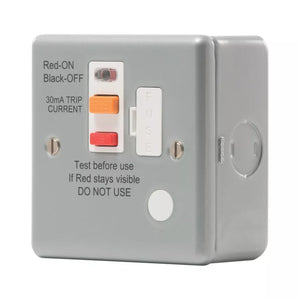 BRITISH GENERAL 13A UNSWITCHED METAL CLAD PASSIVE FUSED SPUR & FLEX OUTLET WITH WHITE INSERTS - MonkeyTools