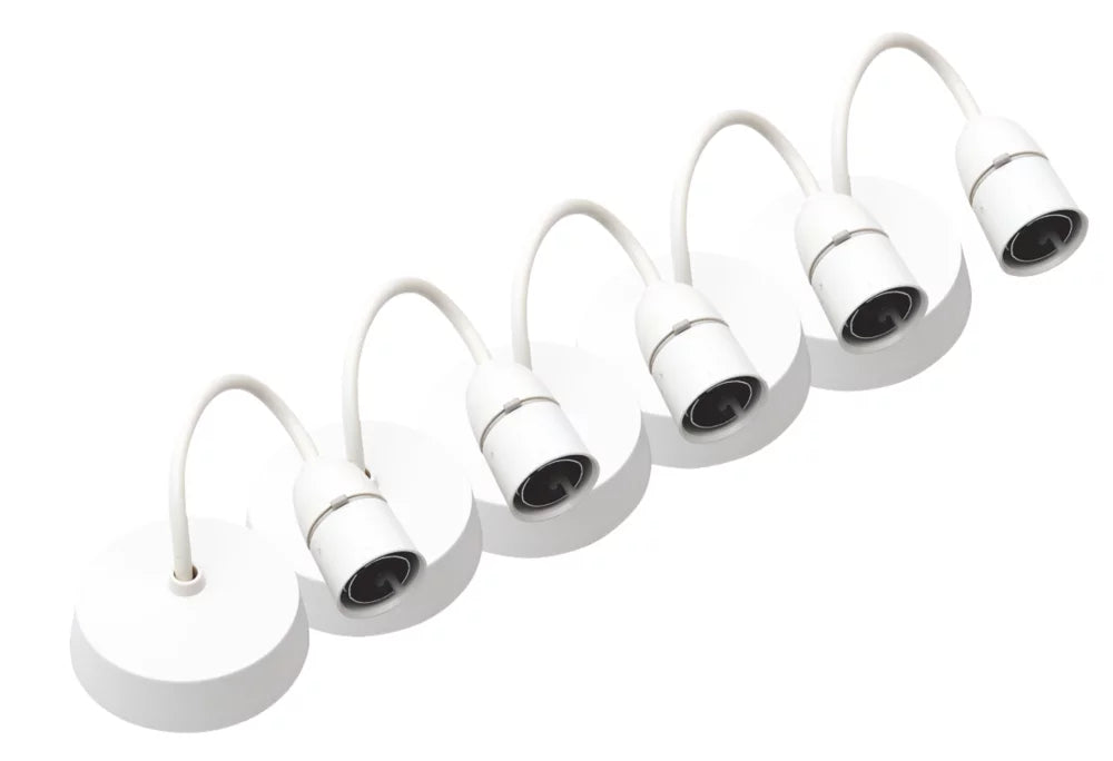 BRITISH GENERAL 6" PENDANT SET LIGHT FITTING BC WHITE 3" 5 PACK - MonkeyTools