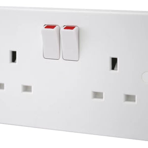 BRITISH GENERAL 900 SERIES 13A 2-GANG SP SWITCHED PLUG SOCKET WHITE 5 PACK - MonkeyTools