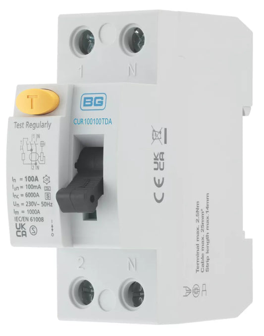 BRITISH GENERAL FORTRESS 100A 100MA DP TYPE A TIME DELAYED RCD - MonkeyTools