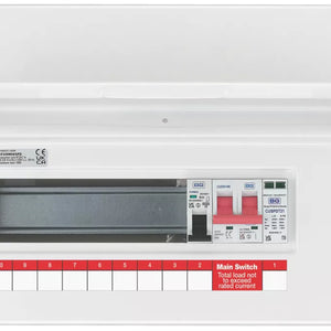 BRITISH GENERAL FORTRESS 12-MODULE 8-WAY POPULATED MAIN SWITCH CONSUMER UNIT - MonkeyTools