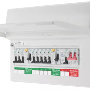 BRITISH GENERAL FORTRESS 16-MODULE 8-WAY POPULATED HIGH INTEGRITY DUAL RCD CONSUMER UNIT WITH SPD - MonkeyTools