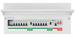 BRITISH GENERAL FORTRESS 22-MODULE 12-WAY POPULATED HIGH INTEGRITY DUAL RCD CONSUMER UNIT WITH SPD