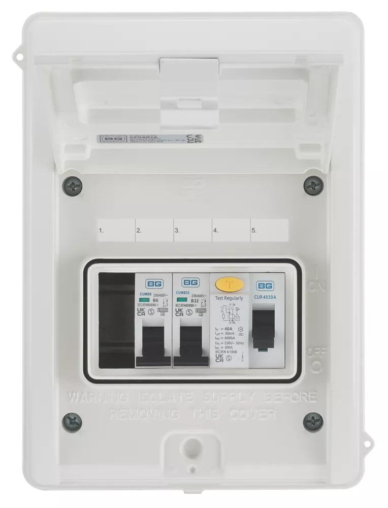 BRITISH GENERAL FORTRESS 5-MODULE 2-WAY POPULATED GARAGE CONSUMER UNIT - MonkeyTools