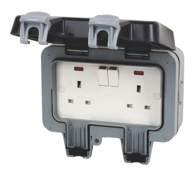 BRITISH GENERAL IP66 13A 2-GANG DP WEATHERPROOF OUTDOOR SWITCHED SOCKET - MonkeyTools
