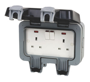 BRITISH GENERAL IP66 13A 2-GANG DP WEATHERPROOF OUTDOOR SWITCHED SOCKET - MonkeyTools