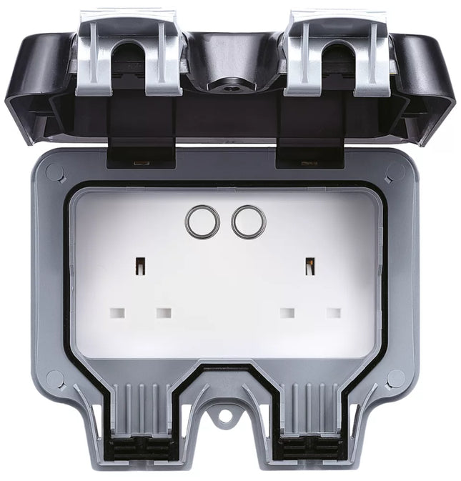 BRITISH GENERAL IP66 13A 2-GANG SP WEATHERPROOF OUTDOOR SWITCHED SMART WI-FI CONTROLLED SOCKET - MonkeyTools