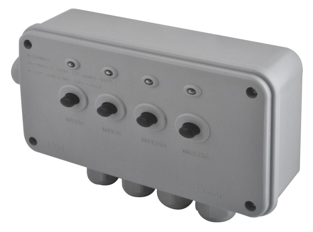 BRITISH GENERAL IP66 13A 4-GANG 4-WAY WEATHERPROOF OUTDOOR SWITCHED POWER CONTROLLER WITH LED - MonkeyTools