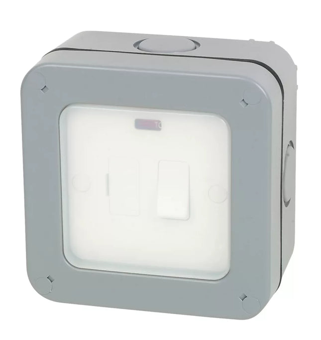 BRITISH GENERAL IP66 13A WEATHERPROOF OUTDOOR SWITCHED FUSED SPUR & FLEX OUTLET WITH NEON - MonkeyTools
