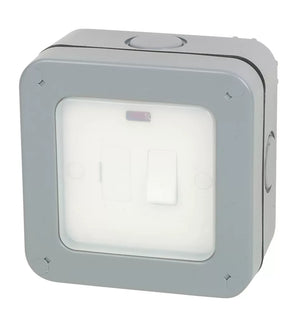 BRITISH GENERAL IP66 13A WEATHERPROOF OUTDOOR SWITCHED FUSED SPUR & FLEX OUTLET WITH NEON - MonkeyTools