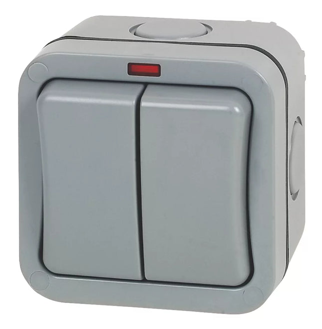 BRITISH GENERAL IP66 20A 2-GANG 2-WAY WEATHERPROOF OUTDOOR SWITCH WITH NEON - MonkeyTools