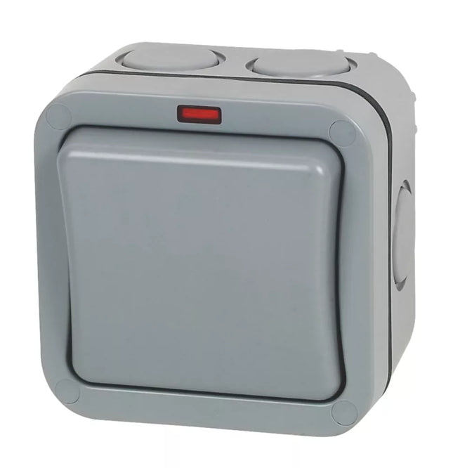 BRITISH GENERAL WP12 IP66 20A 1-GANG 2-WAY WEATHERPROOF OUTDOOR SWITCH WITH NEON - MonkeyTools