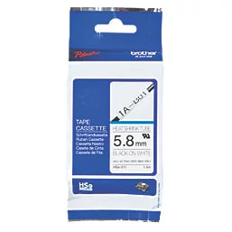 BROTHER HSE211 BLACK ON WHITE HEAT SHRINK TUBING 5.8MM X 1.5M - MonkeyTools