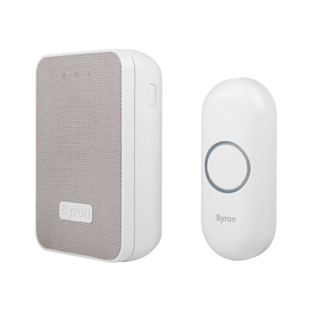 BYRON DBY-22321 BATTERY-POWERED WIRELESS DOORBELL WHITE / GREY - MonkeyTools