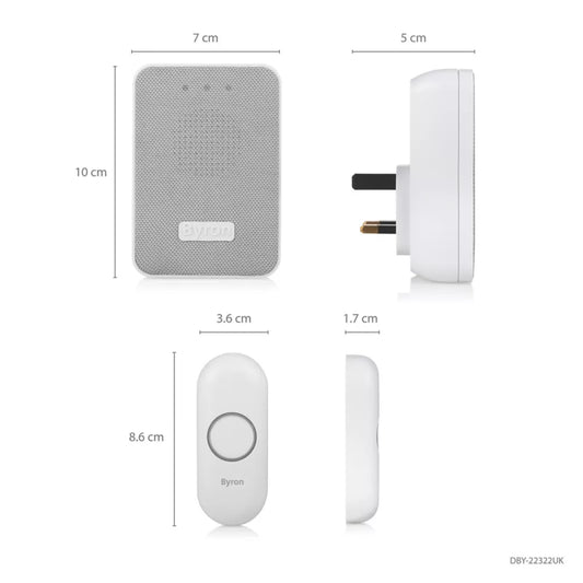 BYRON DBY-22322UK PLUG-IN WIRELESS DOORBELL WHITE / GREY - MonkeyTools