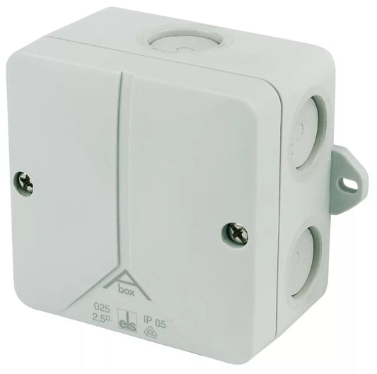 CED IP65 24A 5-TERMINAL WEATHERPROOF OUTDOOR ADAPTABLE BOX 80MM X 52MM X 80MM - MonkeyTools