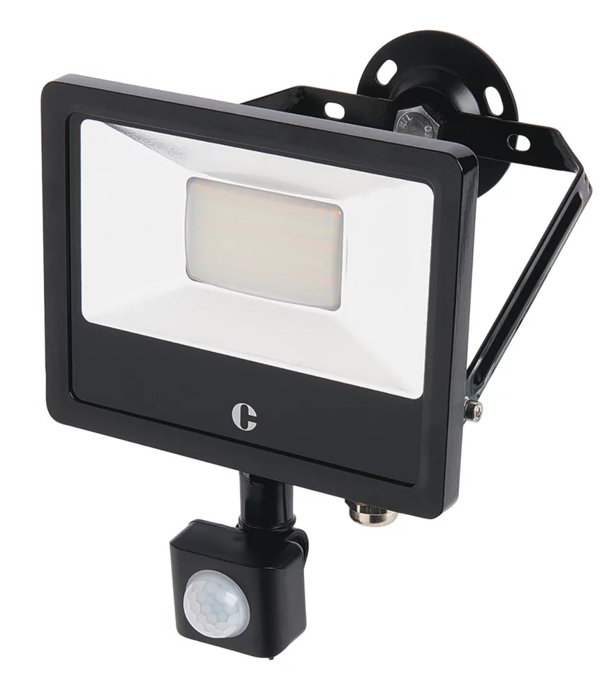 COLLINGWOOD OUTDOOR LED FLOODLIGHT WITH PIR SENSOR BLACK 20W UP TO 2400LM - MonkeyTools