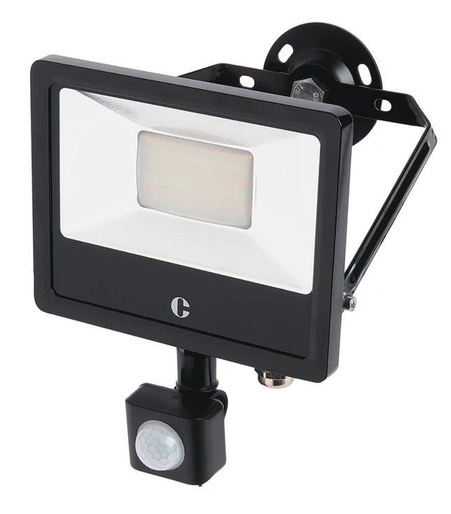 COLLINGWOOD OUTDOOR LED FLOODLIGHT WITH PIR SENSOR BLACK 20W UP TO 2400LM - MonkeyTools