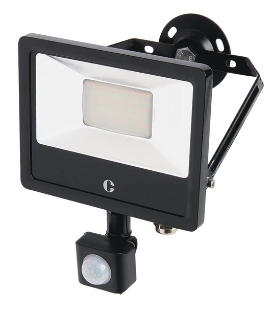 COLLINGWOOD OUTDOOR LED FLOODLIGHT WITH PIR SENSOR BLACK 20W UP TO 2400LM - MonkeyTools